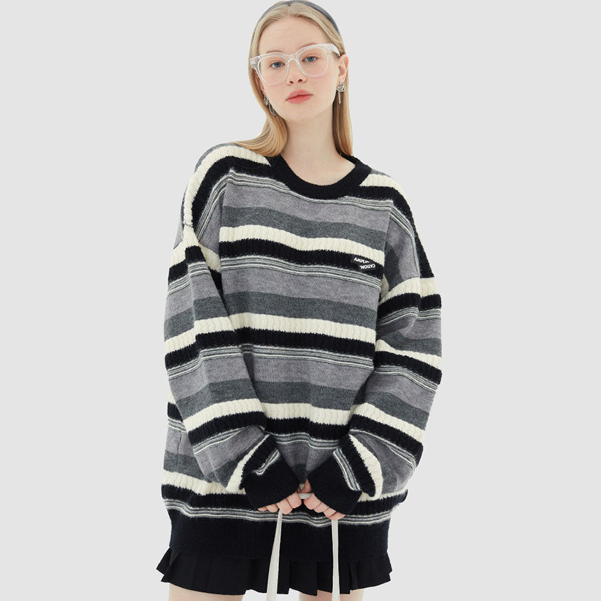 Contrast Color Striped Vintage Sweater