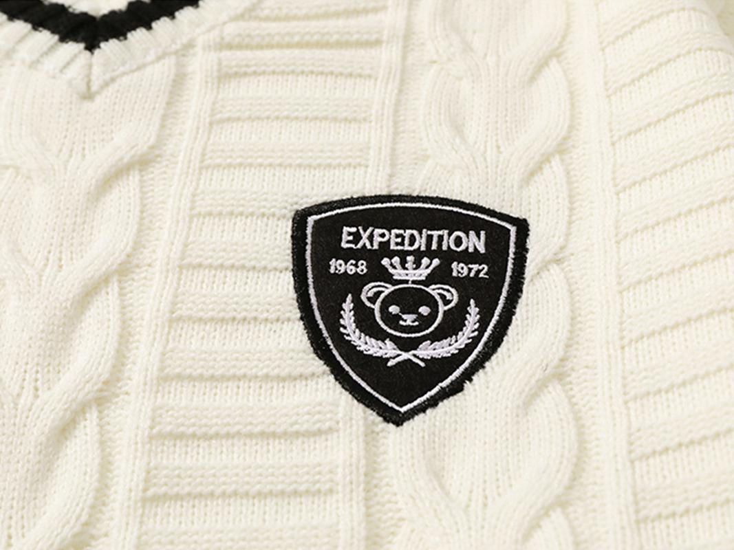 College V-neck Knitted Sweater