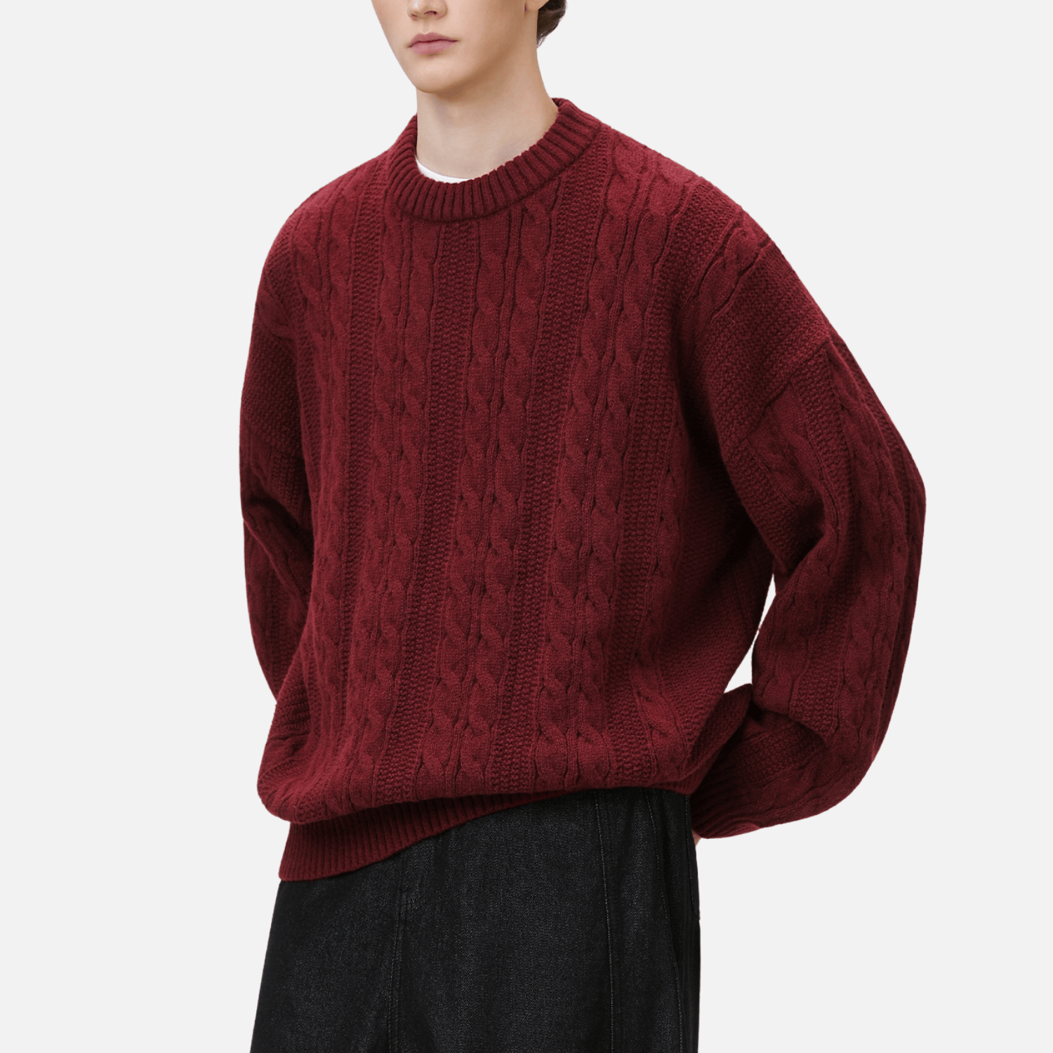 Cable Knit Crewneck Sweater
