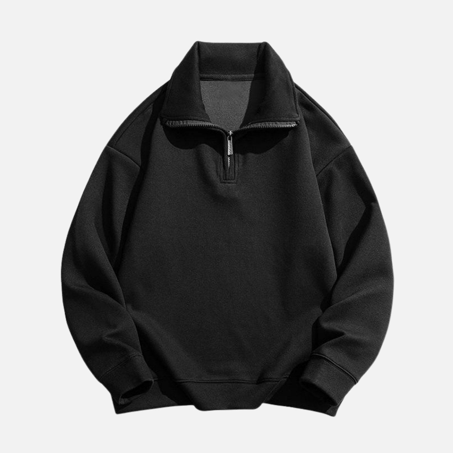 Solid Half-Zip Stand Collar Sweatshirt