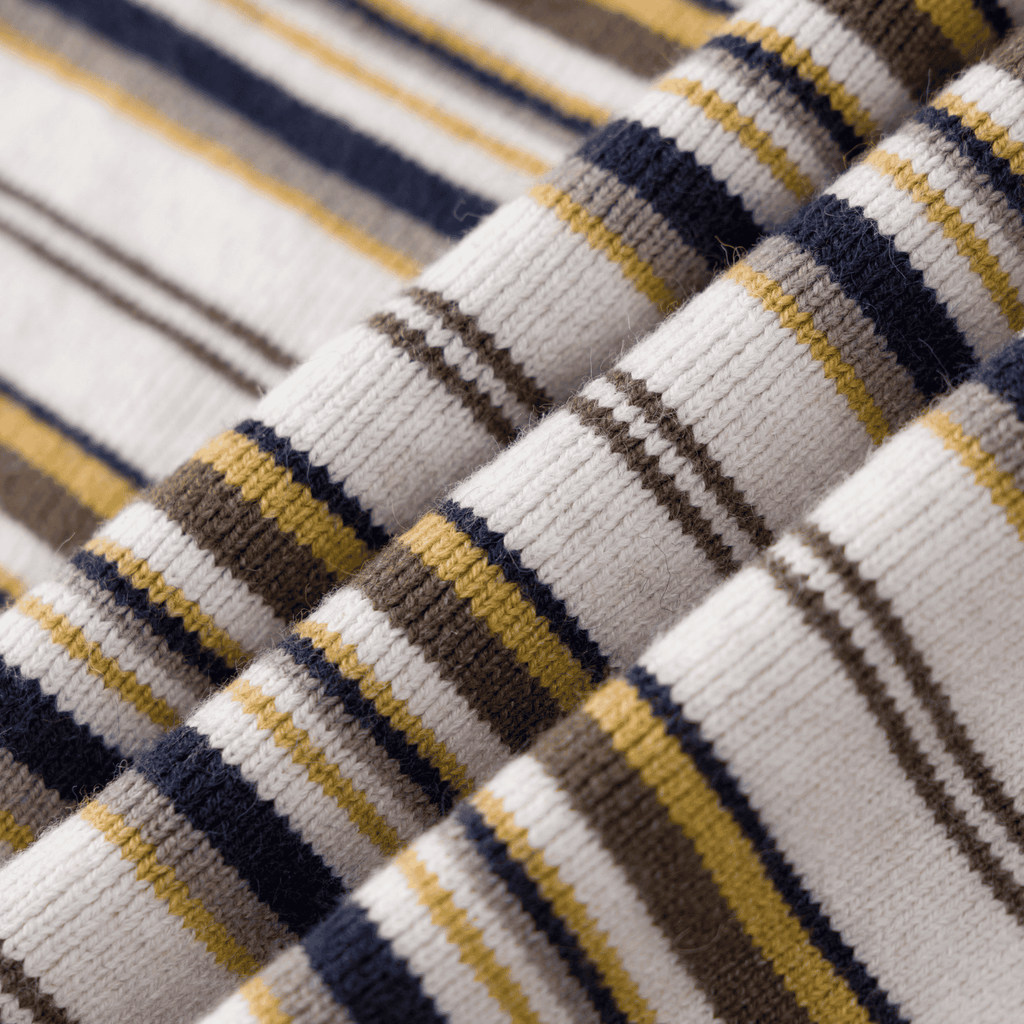 Japanese Retro Colorblock Stripe Polo Sweater