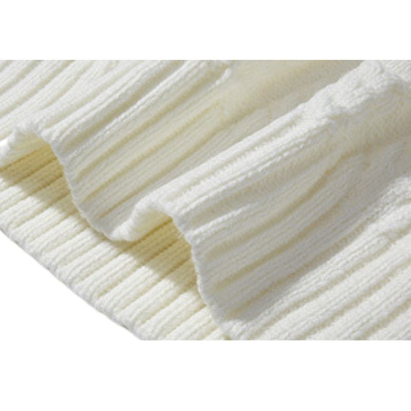 Simple Solid Color Jacquard Pullover