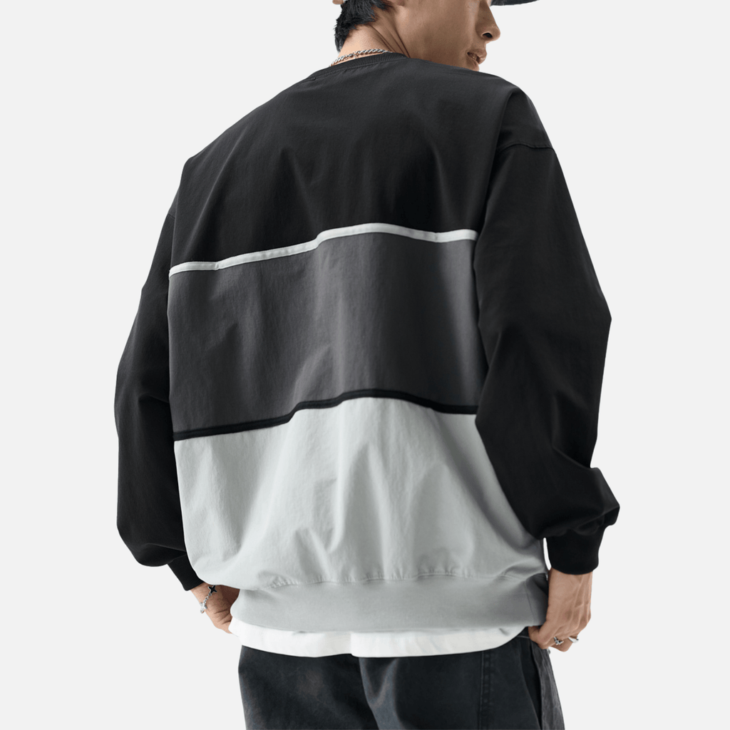 Tricolor Stripe Patchwork Sweatshirt