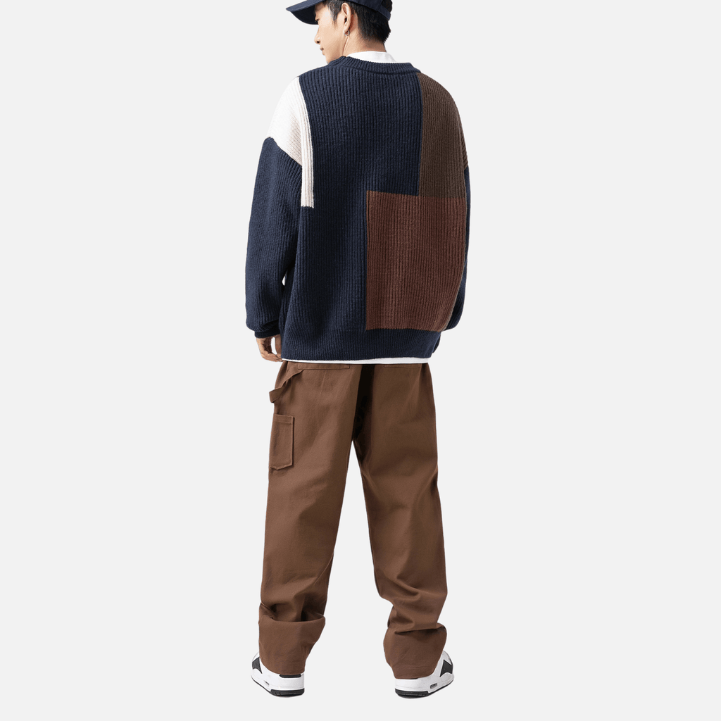 Color Block Textured Knit Sweater