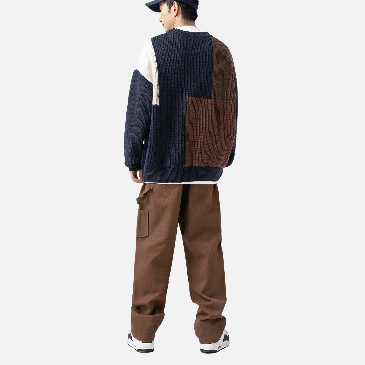 Color Block Textured Knit Sweater