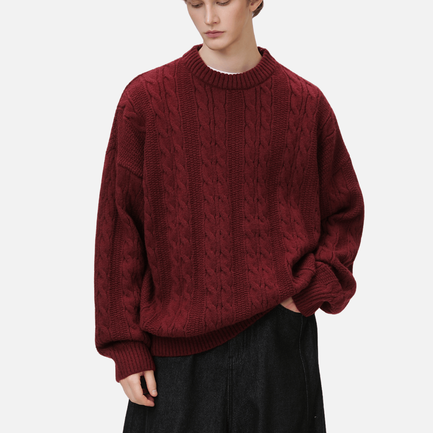 Cable Knit Crewneck Sweater