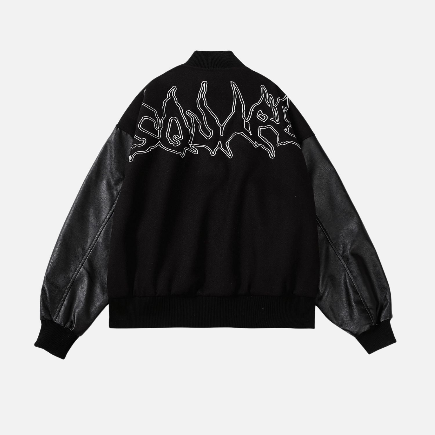 Symbol Embroidery PU Leather Stitching Baseball Jacket