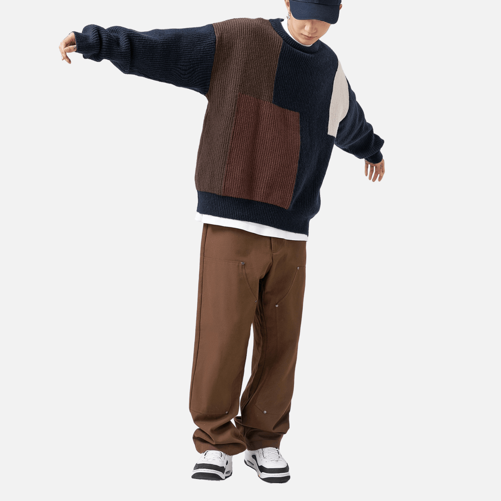 Color Block Textured Knit Sweater