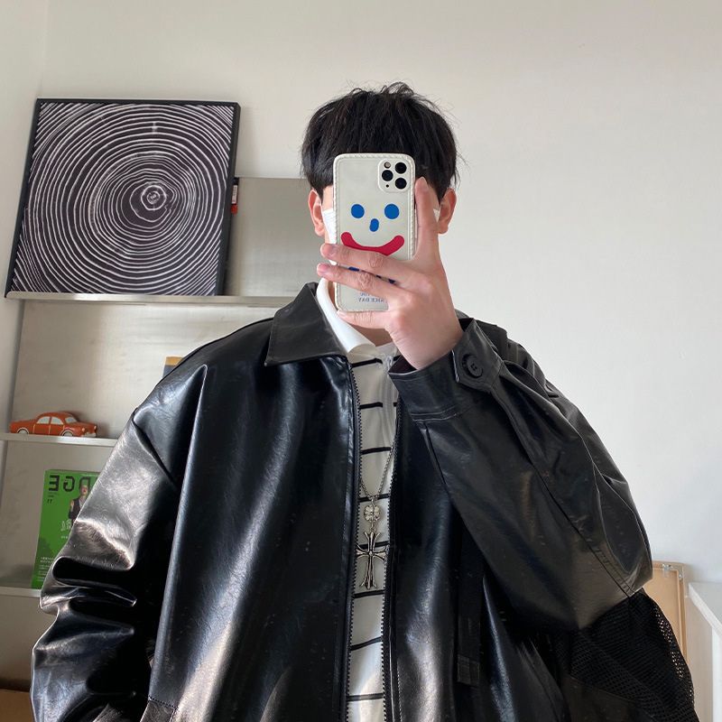 Loose Collar Motorcycle Jacket