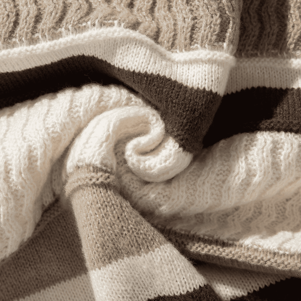 Striped Cable Patchwork Design Pullover