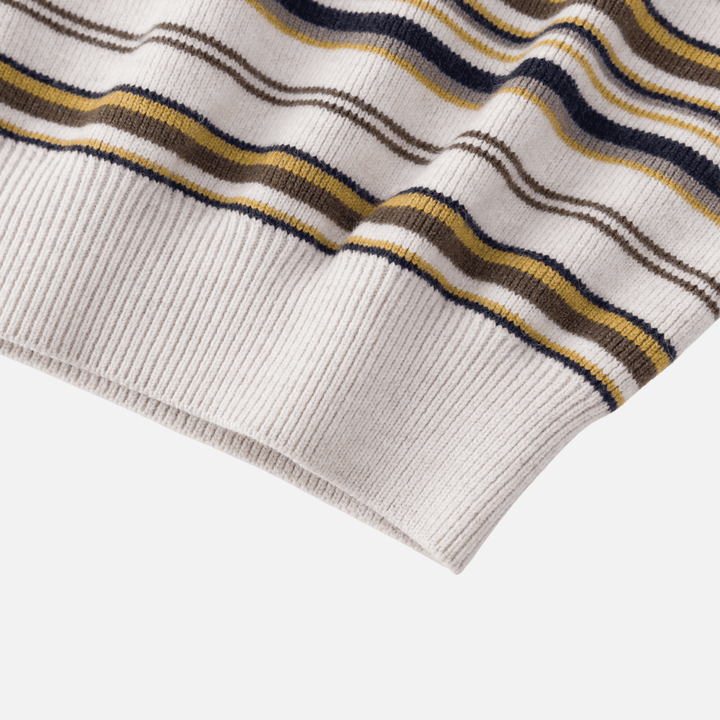 Japanese Retro Colorblock Stripe Polo Sweater