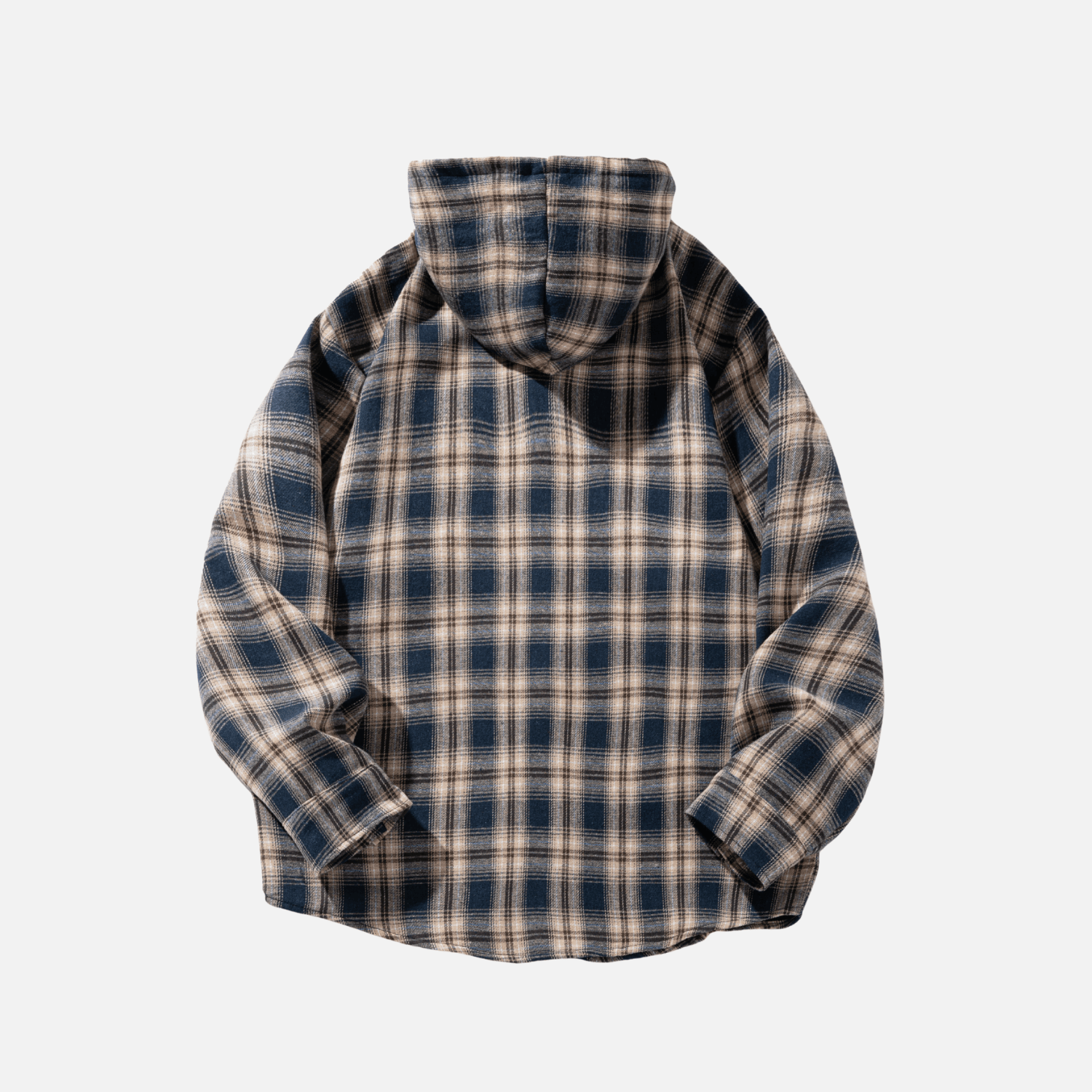 Colorblock Plaid Hooded Shirt
