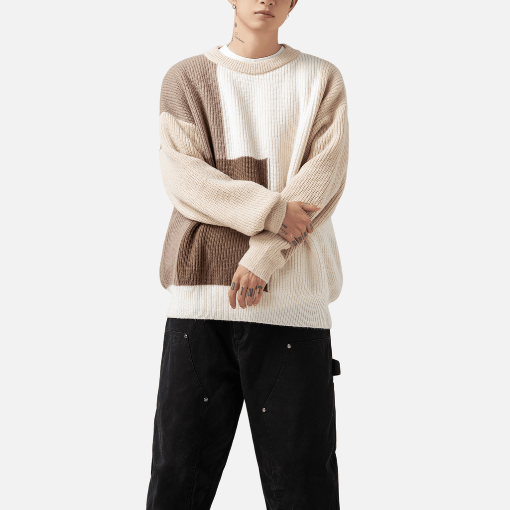 Color Block Textured Knit Sweater