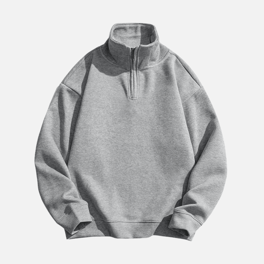 Solid Half-Zip Stand Collar Sweatshirt