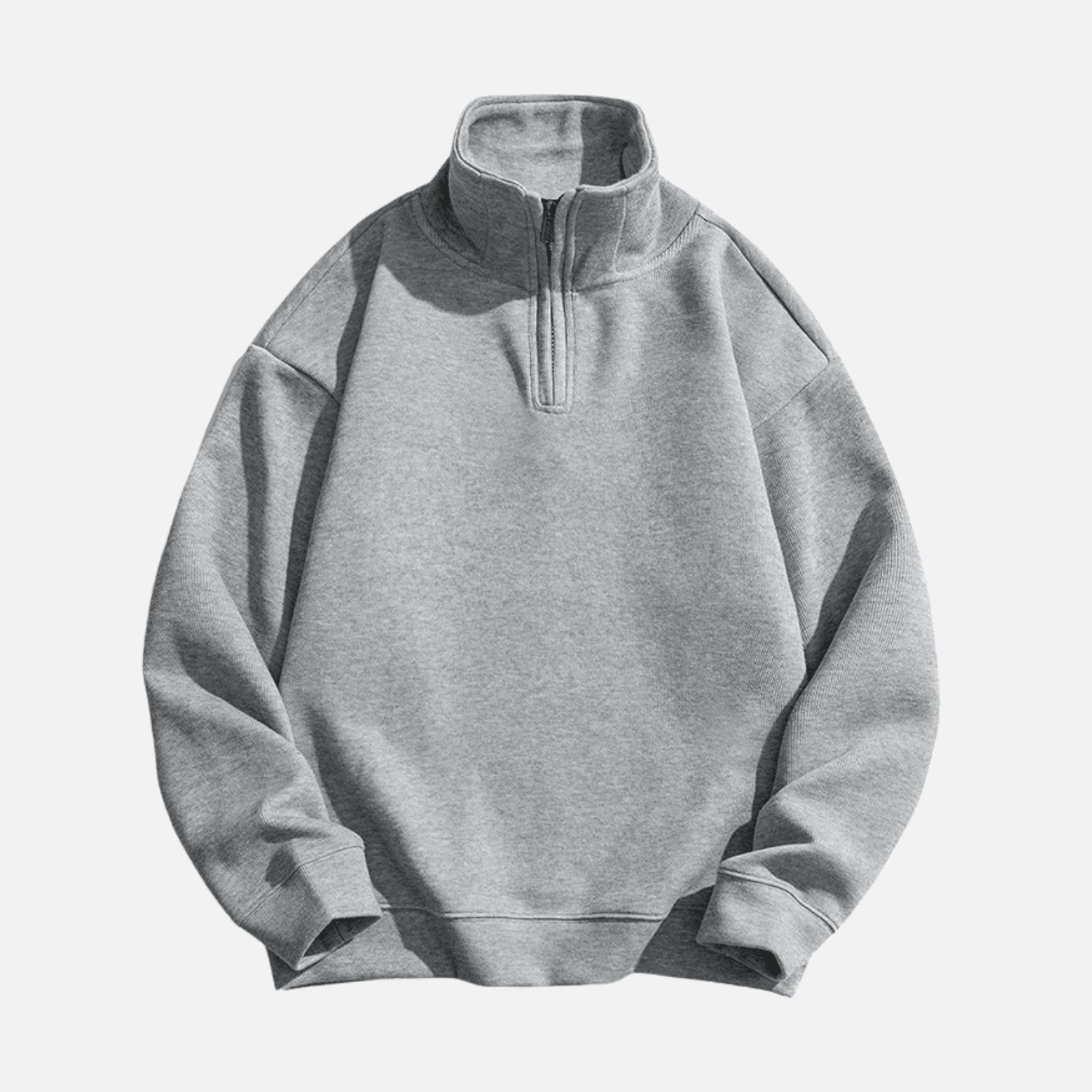 Solid Half-Zip Stand Collar Sweatshirt