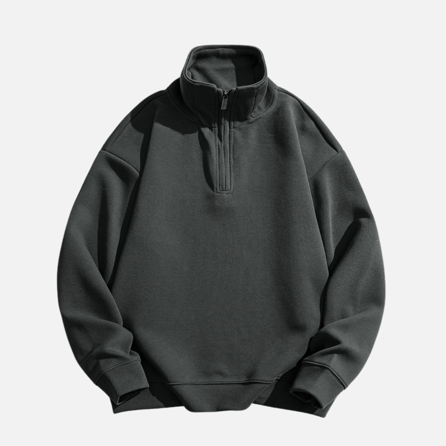 Solid Half-Zip Stand Collar Sweatshirt