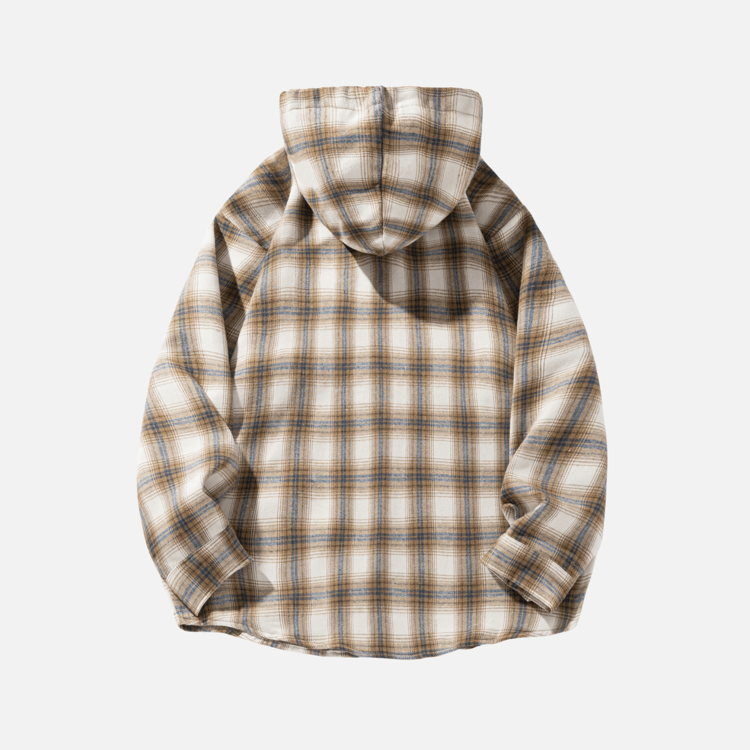 Colorblock Plaid Hooded Shirt