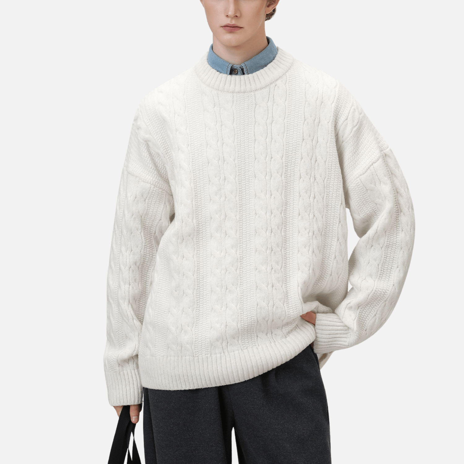 Cable Knit Crewneck Sweater