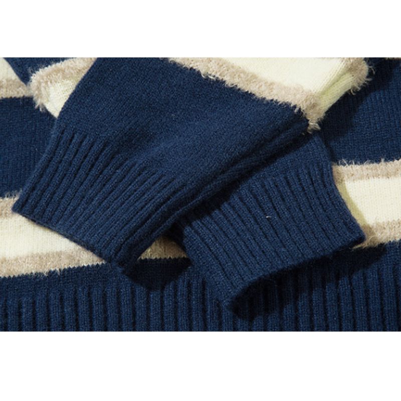 Striped Collar College-Style Sweater