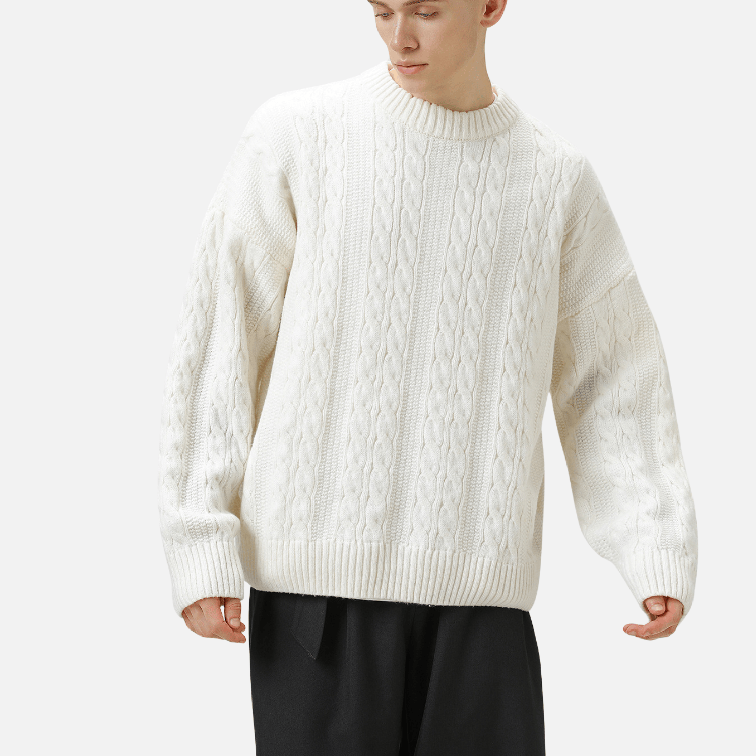 Cable Knit Crewneck Sweater