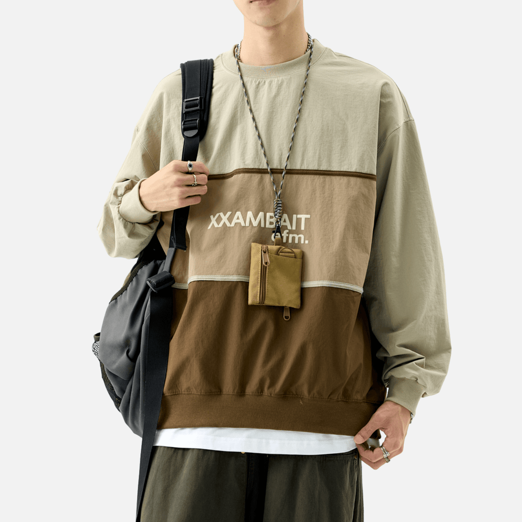 Tricolor Stripe Patchwork Sweatshirt