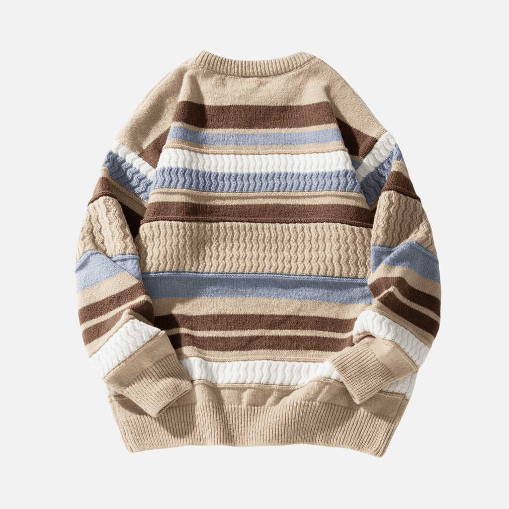 Striped Cable Patchwork Design Pullover