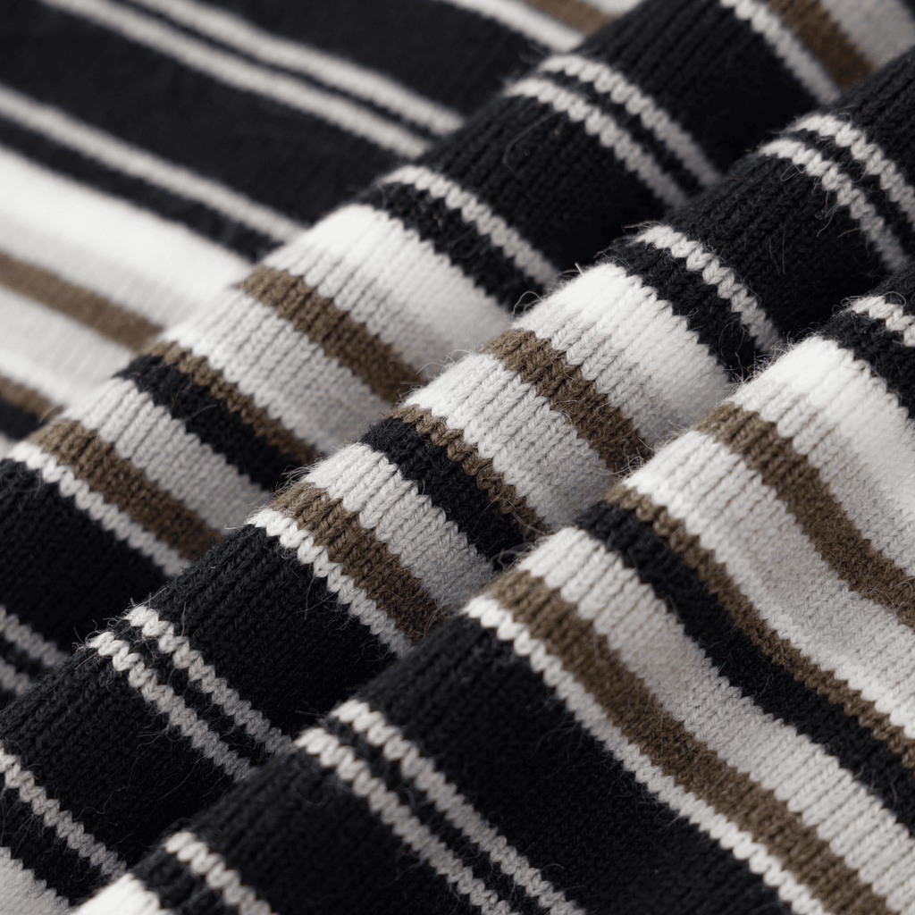 Japanese Retro Colorblock Stripe Polo Sweater