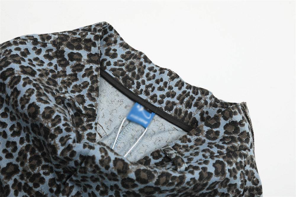 Leopard Print Wide Leg Cargo Pants