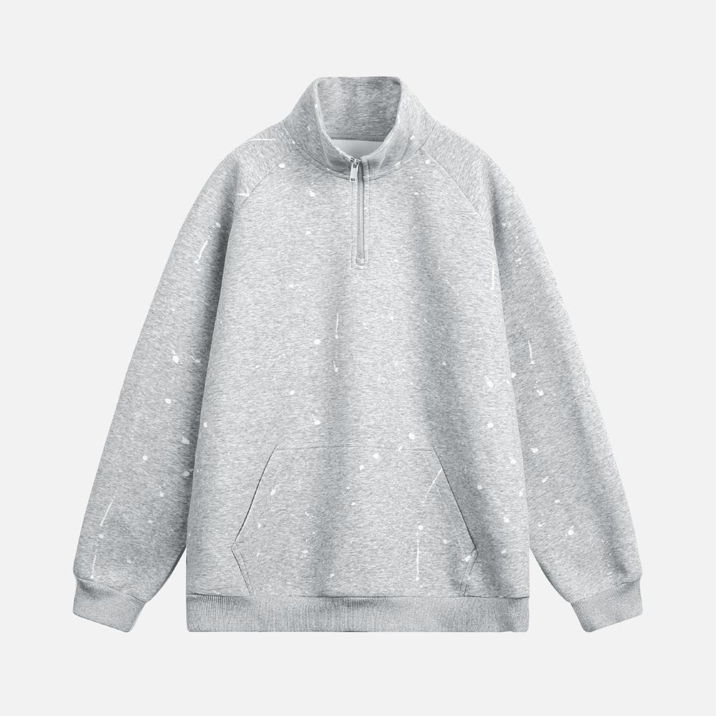 Burnout Half-Zip Stand Collar Sweatshirt