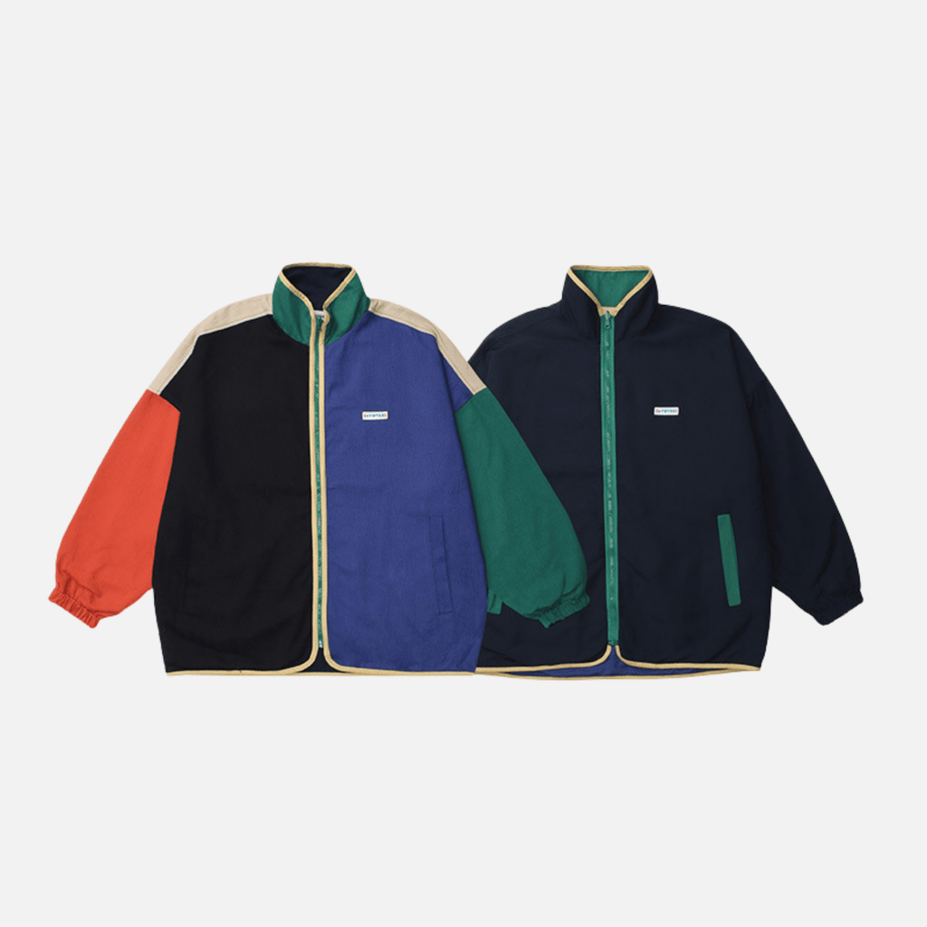Reversible ColorBlock Stand‑Collar Jacket