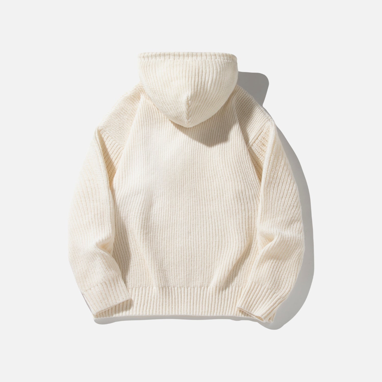 Solid Color Knit Hoodie