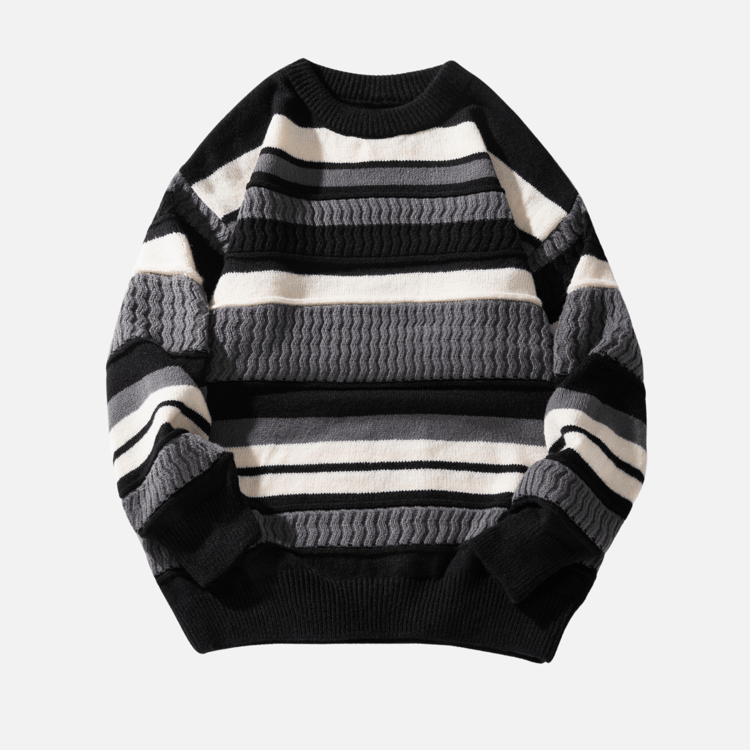 Striped Cable Patchwork Design Pullover