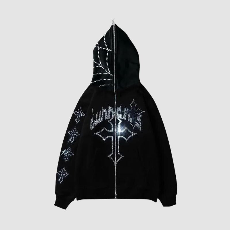 Trendy Hip-Hop Metal-Zip Hoodie