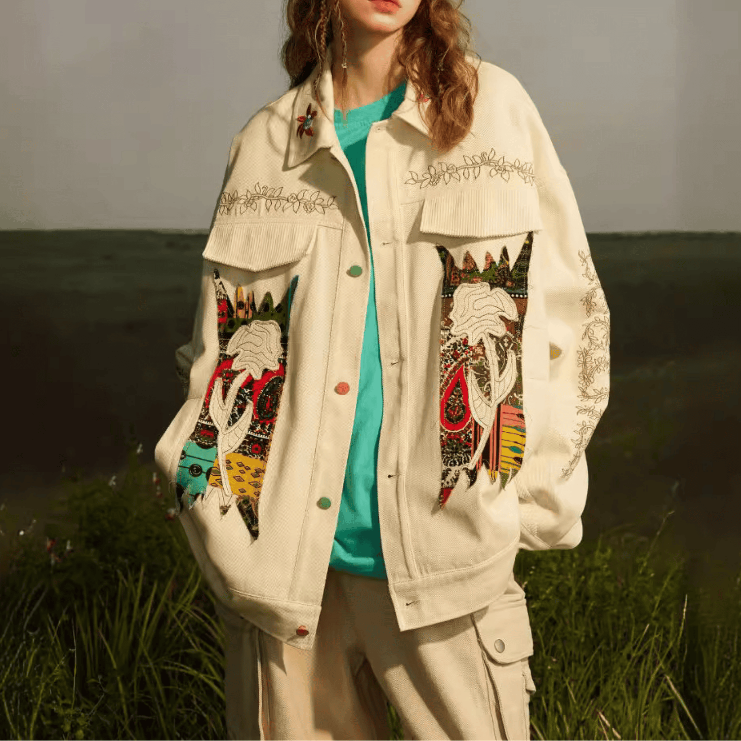 Ethnic Floral Patchwork Jacket