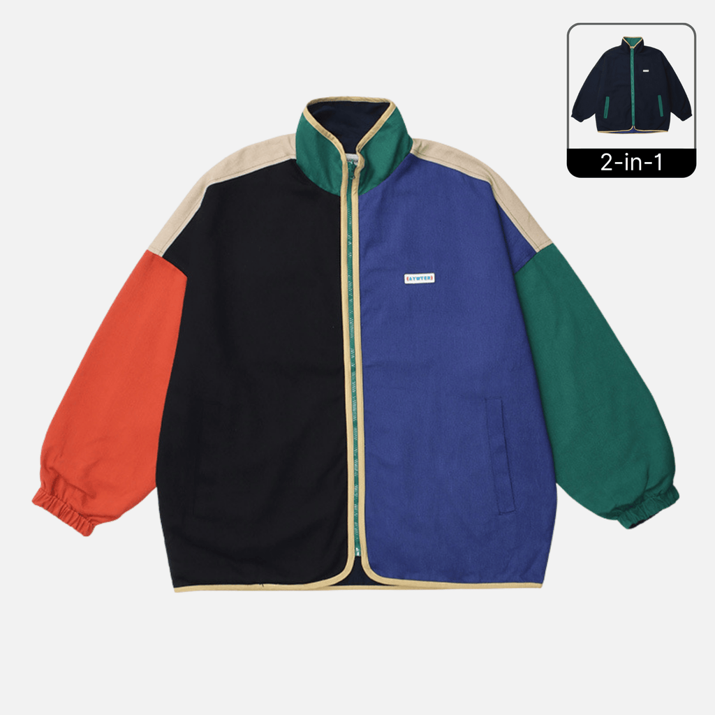 Reversible ColorBlock Stand‑Collar Jacket