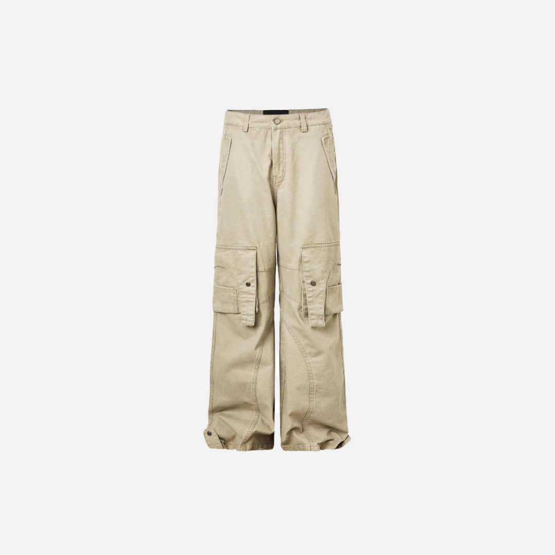 Front view of the khaki Adventurer's Multifunction Cargo Pants in a gray background