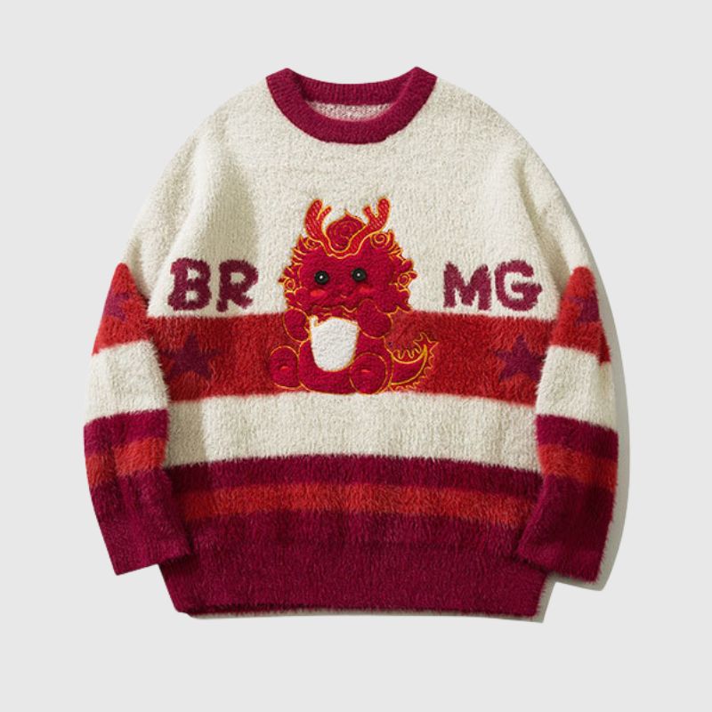 Cartoon Dragon Knit Sweater