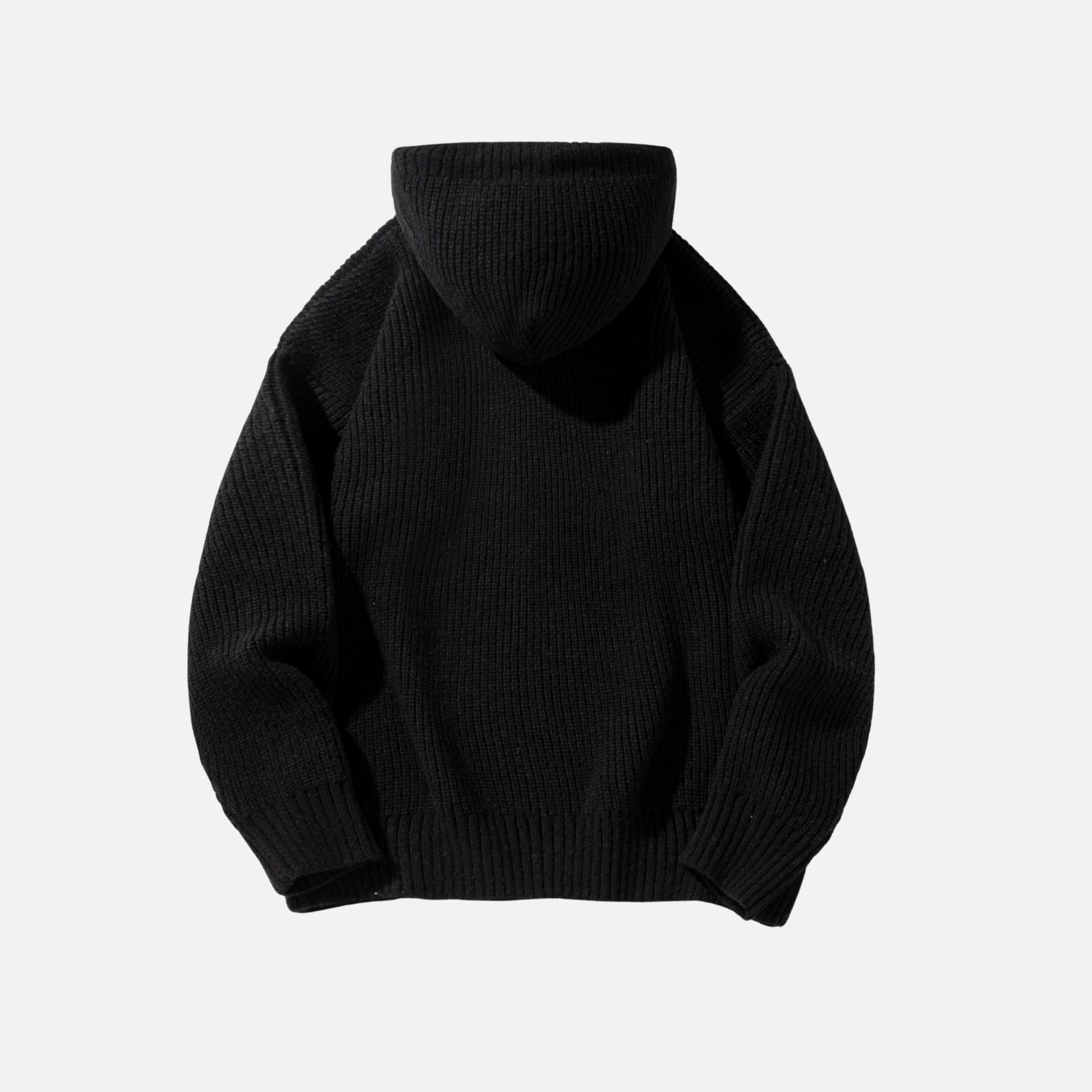 Solid Color Knit Hoodie