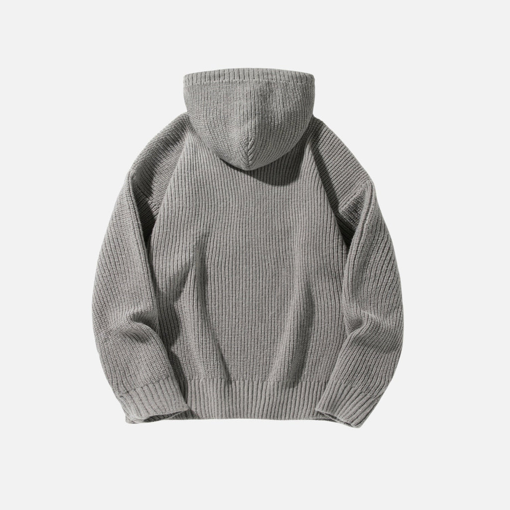 Solid Color Knit Hoodie