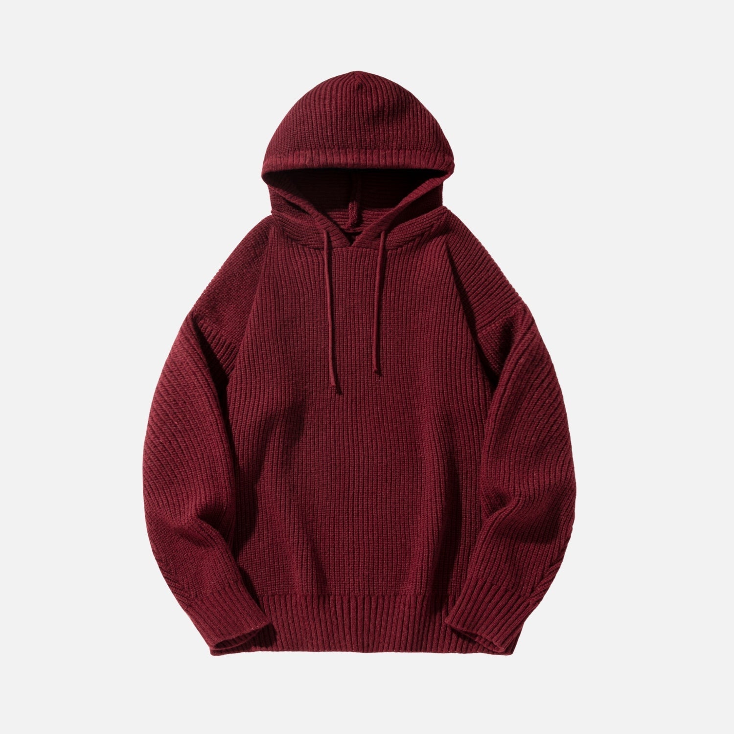 Solid Color Knit Hoodie