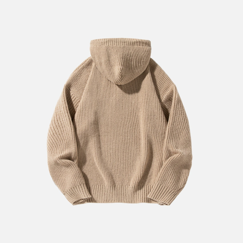 Solid Color Knit Hoodie