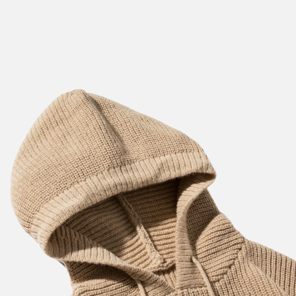 Solid Color Knit Hoodie