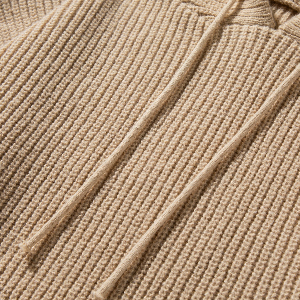 Solid Color Knit Hoodie