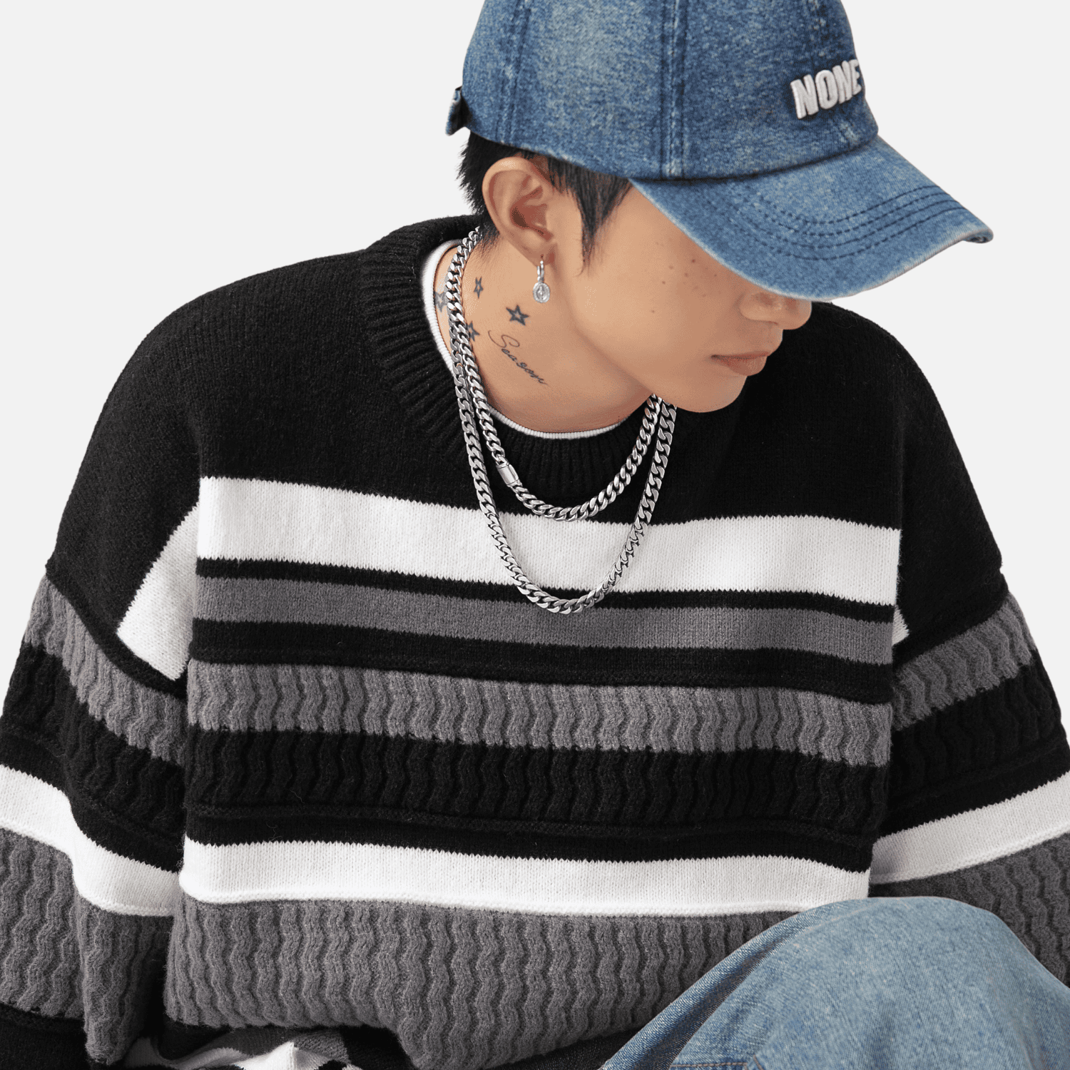 Striped Cable Patchwork Design Pullover