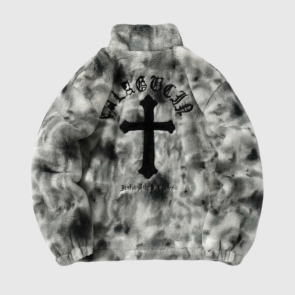 Fuzzy Tie-Dye Sherpa Padded Jacket