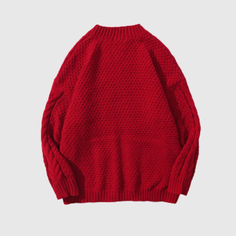 Vintage Twist Solid Color New Year Sweater