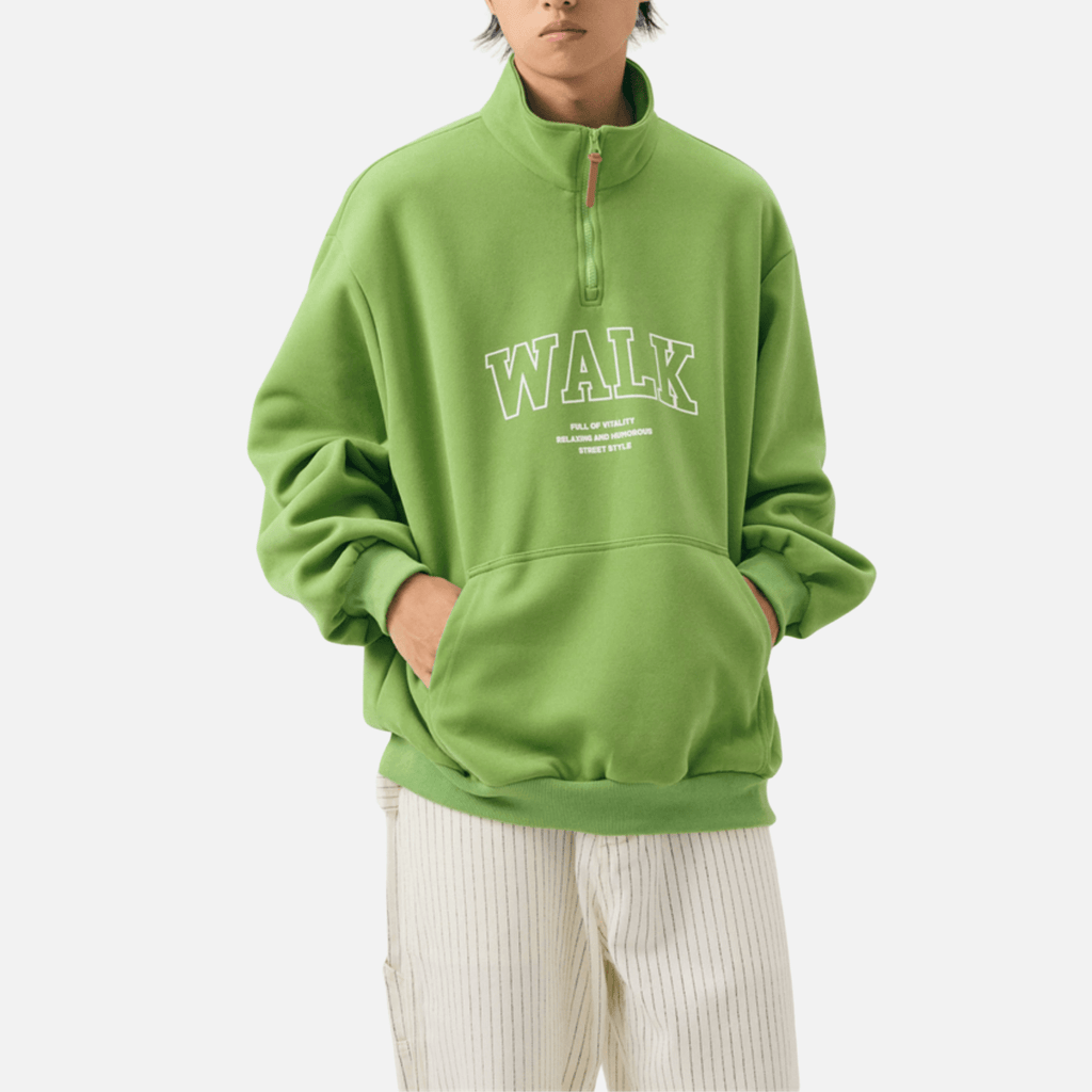 Half-Zip Letter Print Sweatshirt