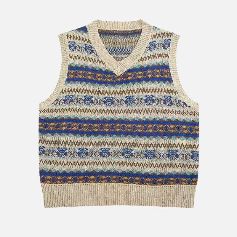 Retro Striped Knit Vest