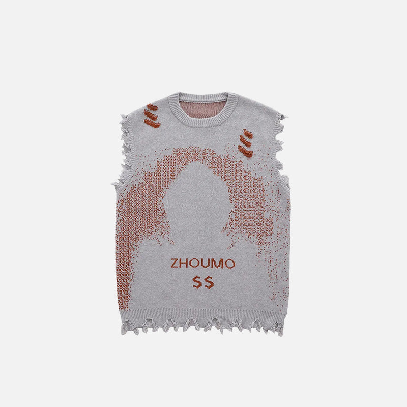 Y2K Vintage Distressed Knitted Vest