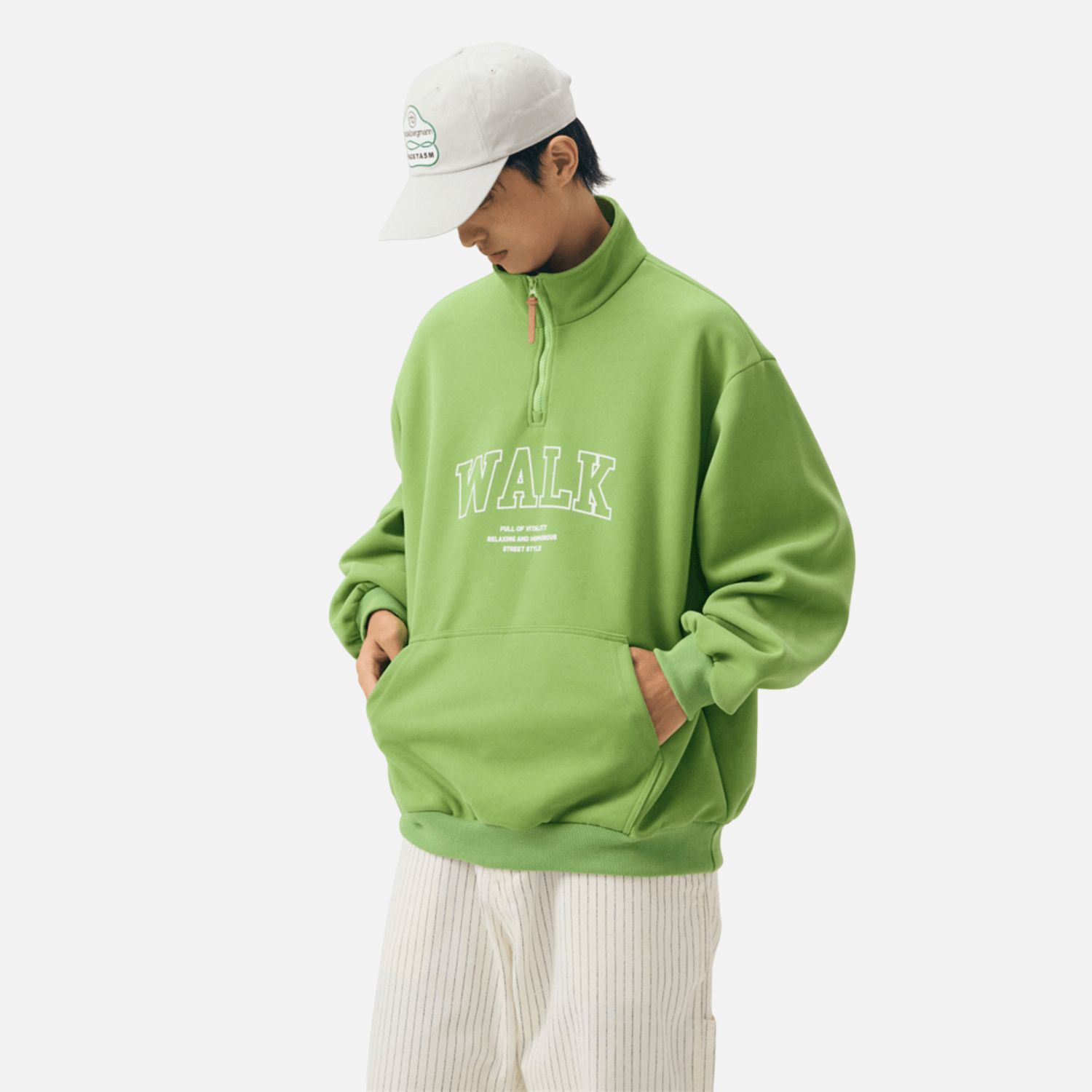 Half-Zip Letter Print Sweatshirt